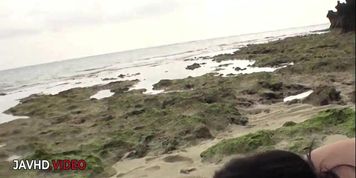 Megumi Haruka's Hot Asian Threesome Outdoors With Blowjob And Creampie Action