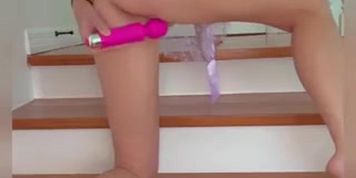 Vicky Stark PPV Bent over the stairs, playing with my pink vibrator from behind