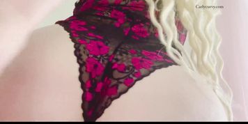 Blonde in sexy new flower lingerie with sex toys!