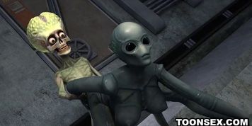 Sexy 3D cartoon alien babe fucked hard by a martian