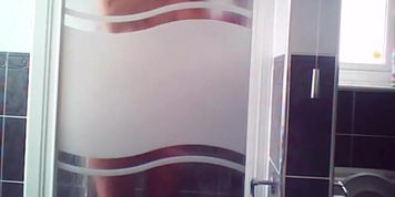 Sarah D bathroom saggy boobs