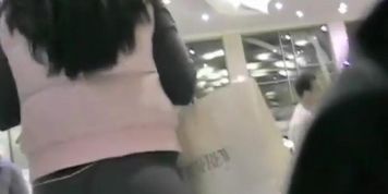 Sexy black hair in tight jeans candid stalk camera