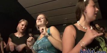 Nightclub orgy session with saucy bimbos