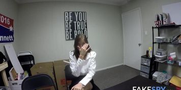 Sexy college chick bangs a dude for a job in many poses POV