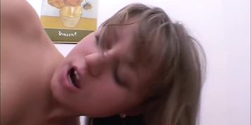 Beautiful teen Christina is fucked by two horny guys