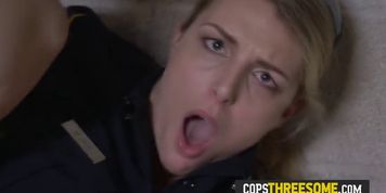 Perverted milfs with cop uniforms eat and lick BBC