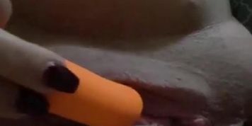 Hotwife small vibrator wet pussy