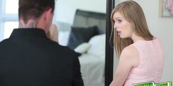 Hot Teen Dolly Leigh giving a deep throat blowjob