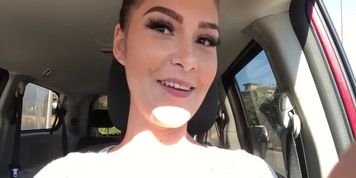 Butt plug in while grocery shopping public flash tease