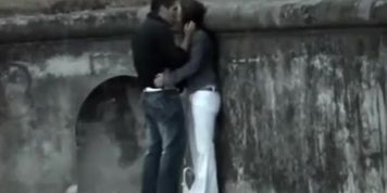 Teenage couple all over the town
