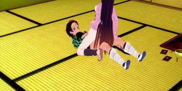Kimetsu No Yaiba Hentai - Tanjiro Fucks Nezuko While Inosuke Fucks Shinobu - Demon Slayer Hentai (Kim Triple X)