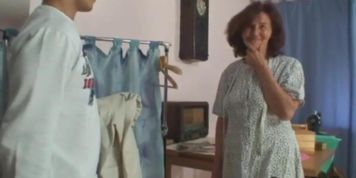 Sewing granny takes her customer's dick