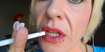 Mature Blonde Smoker Close Up