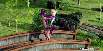 Big boobs babe fucked by a blonde futa in a 3d animation