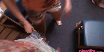 College teens bodypaint party ends in groupsex with the boys