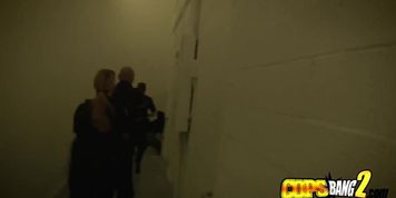 Uniformed hard females sucking suspect's cock