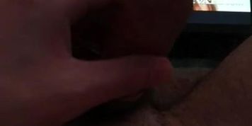Whiteboi cums into a condom while watching justice BBC hypno porn