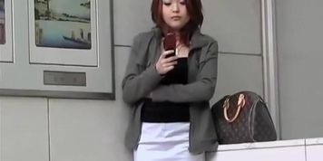 Slender darling having wicked sharking affair in the public