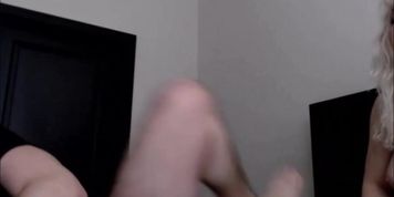 Shemale blond takes it deep in her big ass - pov anal