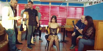 CrowdBondage - Young Romanian Anya Krey Degraded And Abused In Coffee Shop