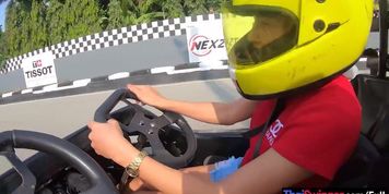 Big fake boobs amateur Thai go karting and sex with her boyfriend