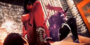 3D Hentai_ Two Horny Succubi Pleasuring Cock With Their Big Boobs (Honey Select 2_ Libido) (Demon Girl)