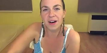Beautiful hairy Erin Eden on cam with blue top grey slirt (Luscious Eden)