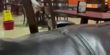 Asian Milf Sucking White Dick In Open Restaurant