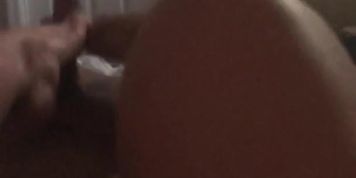 Husband receives footjob right after work