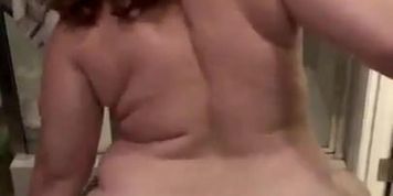 Bbw with a dildo in the bathroom