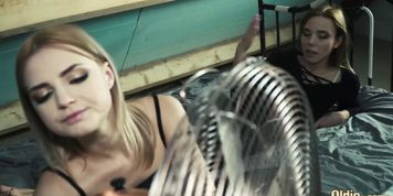 2 horny teens have great hardcore old and young threesome sex with grandpa (Lolly Small)