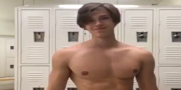 Hot Twink with amazing nipples takes a look in the mirror.& then another 1