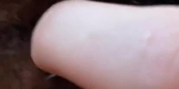 Naughty boy beats his long cock with lots of black hair on it