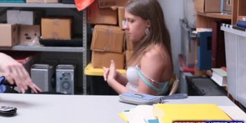Stealing leads to hard dick from security guard for teen Brooke Bliss