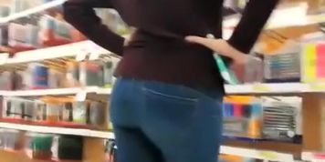 Blonde teen with ponytail tight jeans