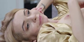 Gorgeous blonde finds sexy gf masturbating and licks her pussy to orgasm (Helena Moeller)