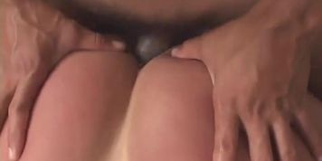 Voracious blond shemale Jacqueline Mamu sucks a cock for sticky cum