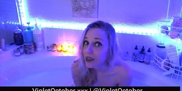 Cute Blonde Goth Camgirl Sucks & Deep-Throats A Fat Dick Dildo Live On Mfc - No Audio (Violet October)