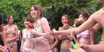 Asian girls want some hot stuff outdoors