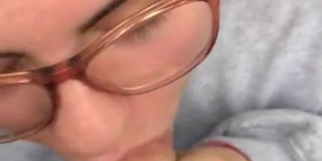Chubby girl sucks dick outside
