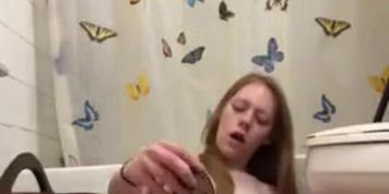 Naughty Teen Dildos in Bathroom