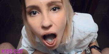 ?POV Public in Wendis? Teen Sucking Dick & Drink Coffe with CUM