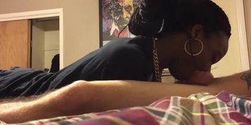 Black girlfriend blow and deepthroat