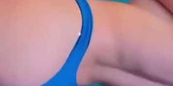 Malu Trevejo topless underboob in blue thong
