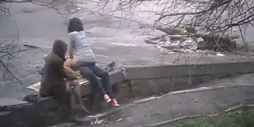 Teen fucks fast on public street