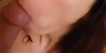 Girlfriend sucks my cock until I cum on her chest