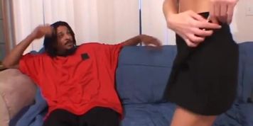 Brunette milf with big tits riding long black schlong