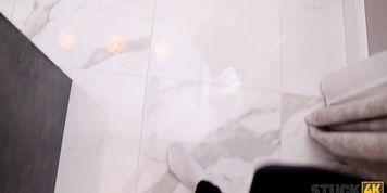 STUCK4K. Sexy Czech girl Jenny Wild has sex with stepbrother by the sink