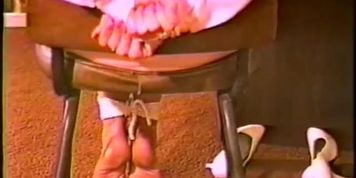 Blonde in stockingfeet