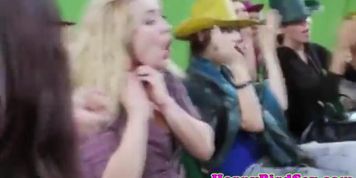 Bachelorette cowgirl party with girl grinding
